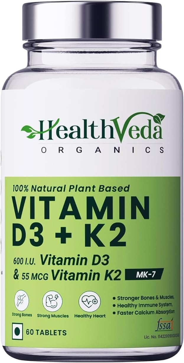 Vitamina D3 (600 UI) + Vitamina K2 como MK-7 (55 mcg) - 60 Comprimidos Veganos