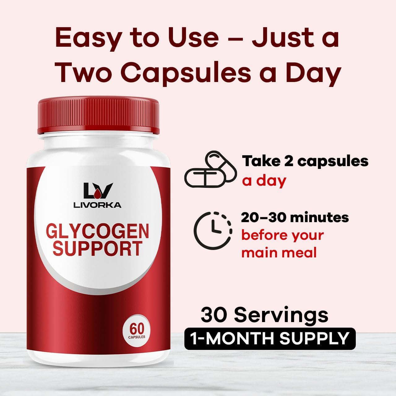 2 Pack - Glycogen Support, Fórmula Avanzada para el Control del Glucógeno, 30 Cápsulas por Envase (60 días)