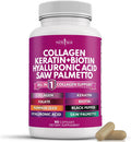 NEW AGE Cápsulas de Colágeno con Biotina, Keratina, Saw Palmetto y Ácido Hialurónico - 90 unidades