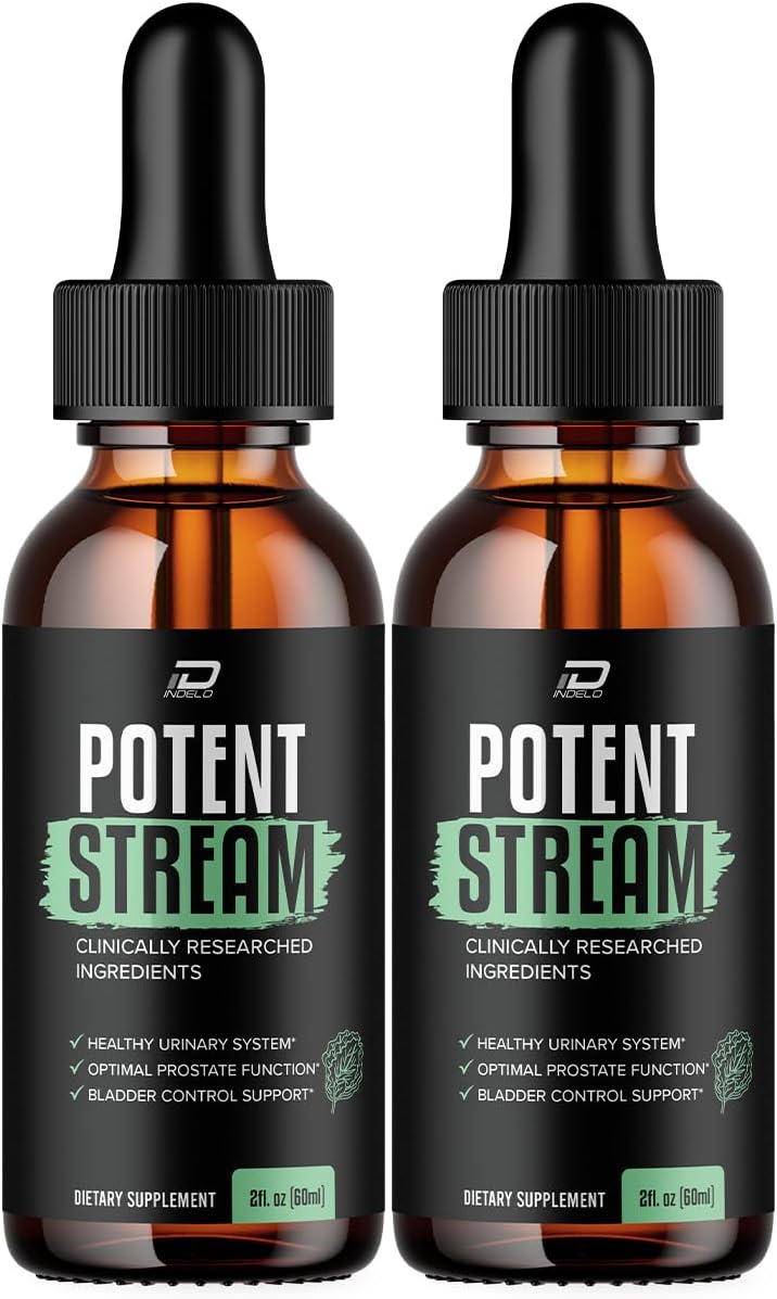 Potent Stream Gotas para la Salud - Suplemento Líquido para Hombres, Máxima Potencia, 2 Paquetes (2 Meses de Suministro)