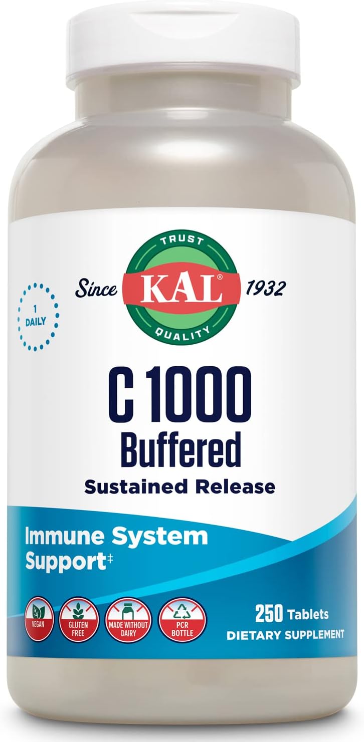 KAL C 1000 Vitamina C 1000 mg – Liberación Sostenida, Tamponada – 250 Comprimidos