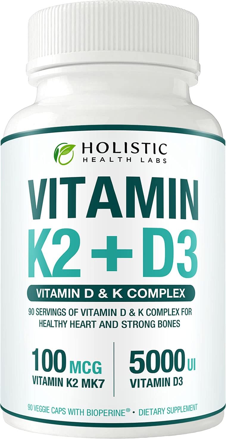 Max Absorption Vitamina D3 5000 UI + K2 MK-7 con BioPerine – 90 Cápsulas Vegetales