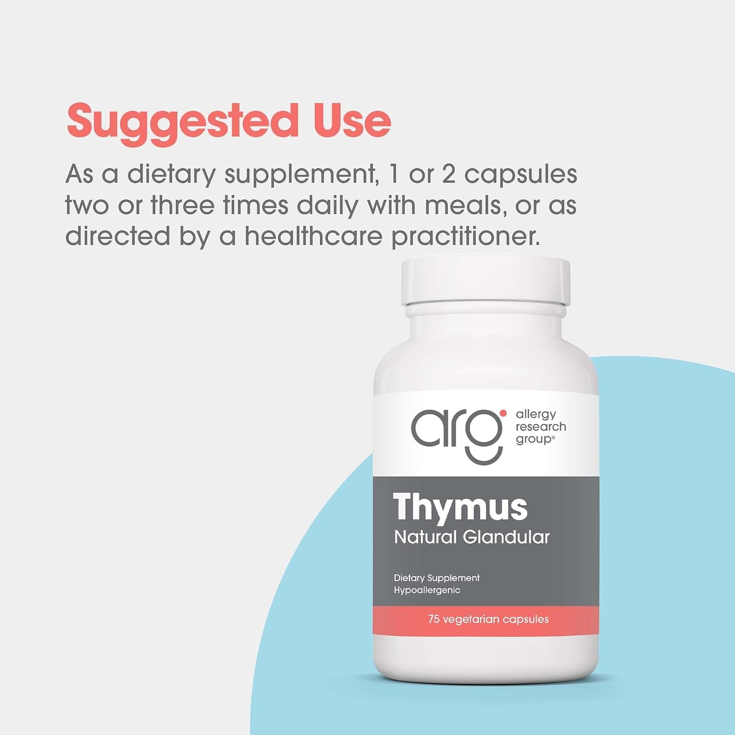 Allergy Research Group ARG Thymus - Extracto de Timo Liofilizado - 75 Vegicápsulas