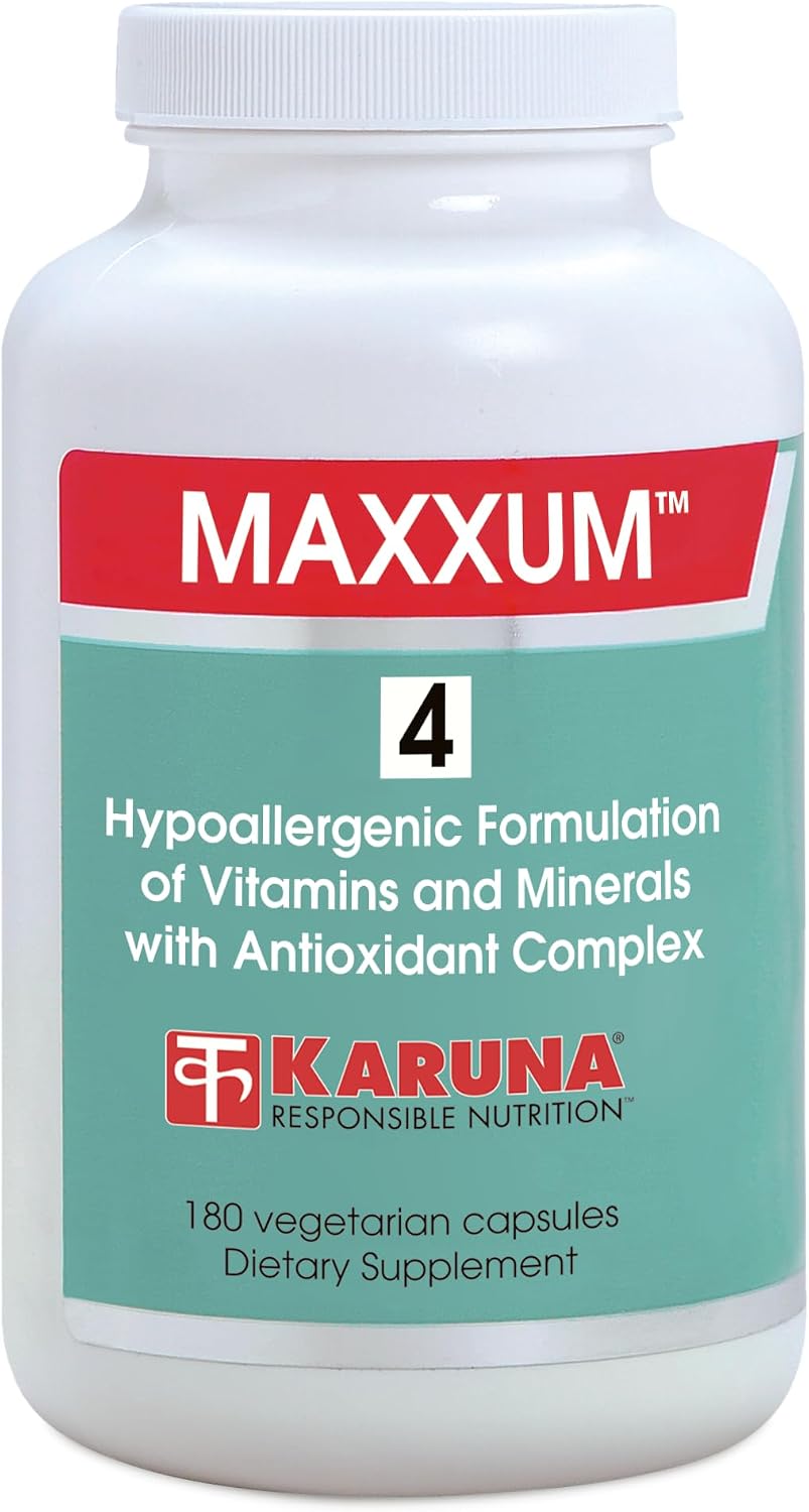 Karuna MAXXUM 4 - 180 Cápsulas Vegetarianas - Complejo Multivitamínico y Mineral con Luteína, Zeaxantina, Licopeno, Bioflavonoides Cítricos, Calcio y Magnesio