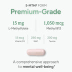 L-Metilfolato 15mg con Metil-B12, D3, NAC y Taurina | 60 Cápsulas