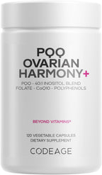 Codeage PQQ Ovarian Harmony+ - Suplemento con PQQ, Myo-Inositol & D-Chiro-Inositol 40:1, Folato 5-MTHF, CoQ10, Arándano Silvestre - Envío Liposomal - No-GMO - 120 Cápsulas