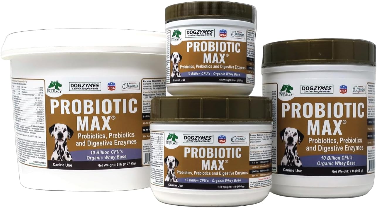 Dogzymes Probiotic Max - Probióticos, Prebióticos y Enzimas Digestivas para Perros (227 g)