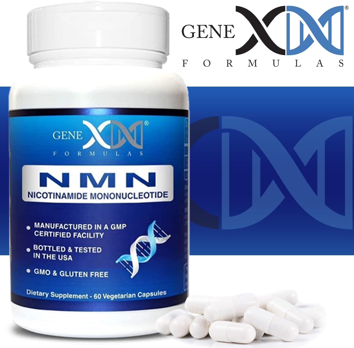 Genex Formulas NMN 250mg (3 Paquetes) - Cápsulas de Mononucleótido de Nicotinamida, 99% Puro, 90 Días de Suministro