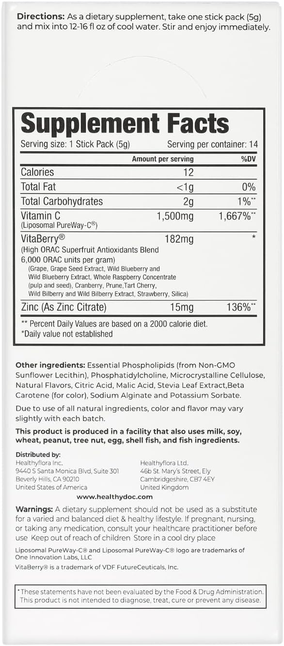 DR. NIGMA Super Vitamin C Cocktail Powder - Cóctel de Vitamina C, 14 Sobres (70g)