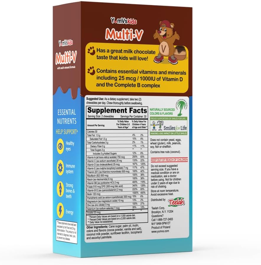 YUM-V'S Ositos de Chocolate Multivitamínicos para Niños - 60 Ositos de Chocolate Multivitamínicos