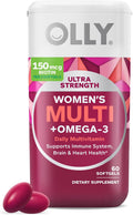 OLLY Ultra Strength Women's Multi Softgels - Multivitamínico diario para mujeres con Omega-3, Hierro y Vitaminas A, C, D, E, B12 - 60 cápsulas blandas