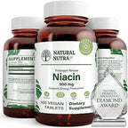 Natural Nutra Niacina 500mg Liberación Prolongada (Vitamina B3) - 100 Comprimidos Veganos