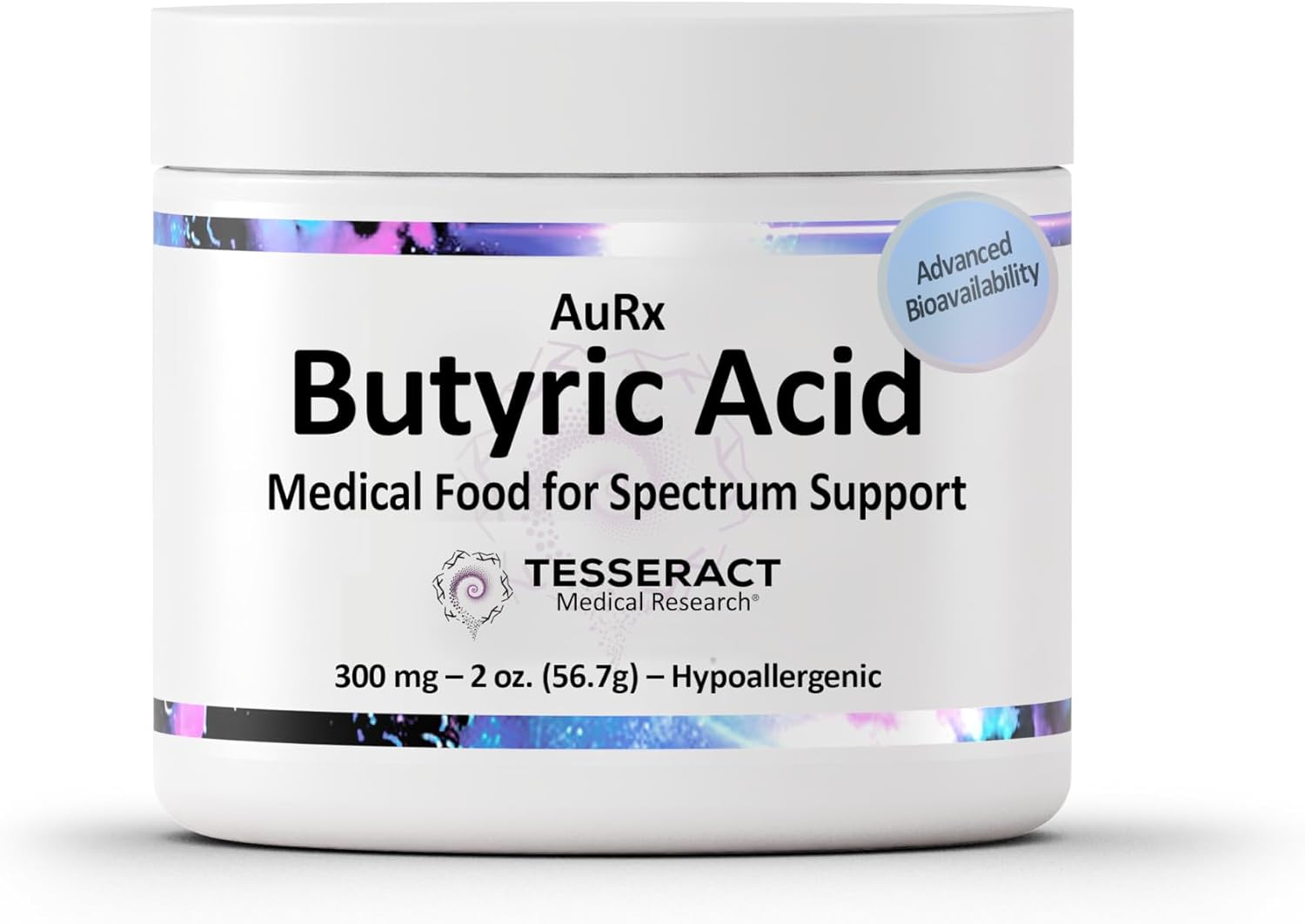 AuRx Alimento Médico en Polvo para Apoyar la Salud Intestinal - Ácido Butírico Estabilizado para Niños con TEA, Hipoalergénico, 57 g (2 oz)