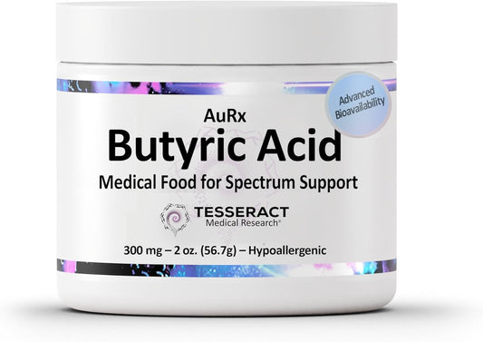 AuRx Alimento Médico en Polvo para Apoyar la Salud Intestinal - Ácido Butírico Estabilizado para Niños con TEA, Hipoalergénico, 57 g (2 oz)