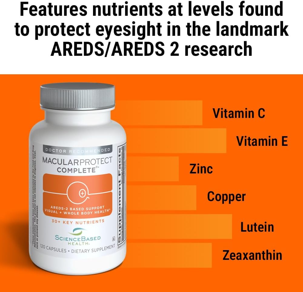 ScienceBased Health MacularProtect Complete – Suplemento Ocular AREDS 2 y Multivitamínico Diario, 120 Cápsulas