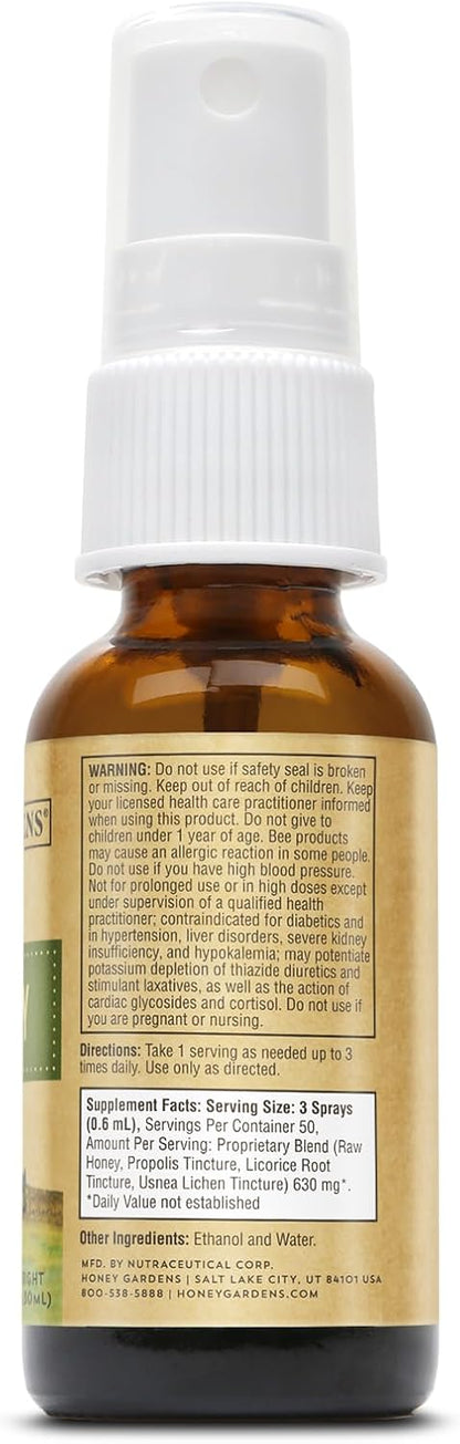 Honey Gardens Spray de Propóleo de Abeja con Miel Cruda de Apiterapia, Raíz de Regaliz y Usnea | 50 Dosis | 30 ml – Image 3