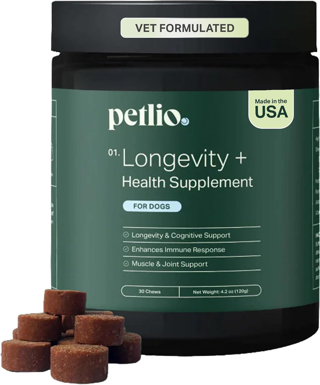 Longevity+ Suplemento para Perros Pequeños - Vitaminas y Suplementos para Articulaciones, Músculos, Inmunidad y Cognición - Formulado por Veterinarios - 30 Días