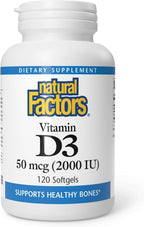 Natural Factors - Vitamina D3 2000 UI, 240 Cápsulas Blandas