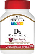 Vitamina D3 50 mcg (2000 IU) - 21st Century