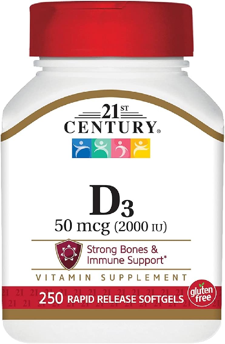 Vitamina D3 50 mcg (2000 IU) - 21st Century
