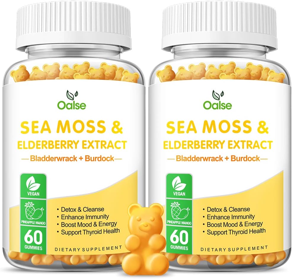 OALSE Gominolas de Sea Moss 8 en 1 - 1800mg Musgo Marino, Clorofila, Vitamina C, D3 y Zinc