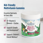 Nordic Naturals Nordic Berries, Cereza y Bayas - 120 Gomitas Multivitamínicas para Niños a partir de 3 años