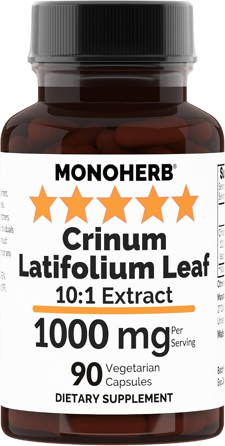 MONOHERB Crinum Latifolium Leaf 10:1 Extract - 1000 mg por dosis (2 cápsulas) - 45 dosis