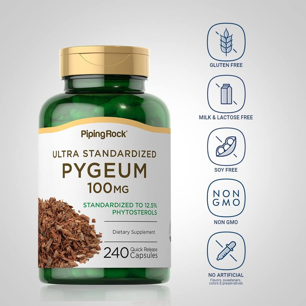 Piping Rock Pygeum Africanum 100 mg | 240 Cápsulas | Extracto Estandarizado
