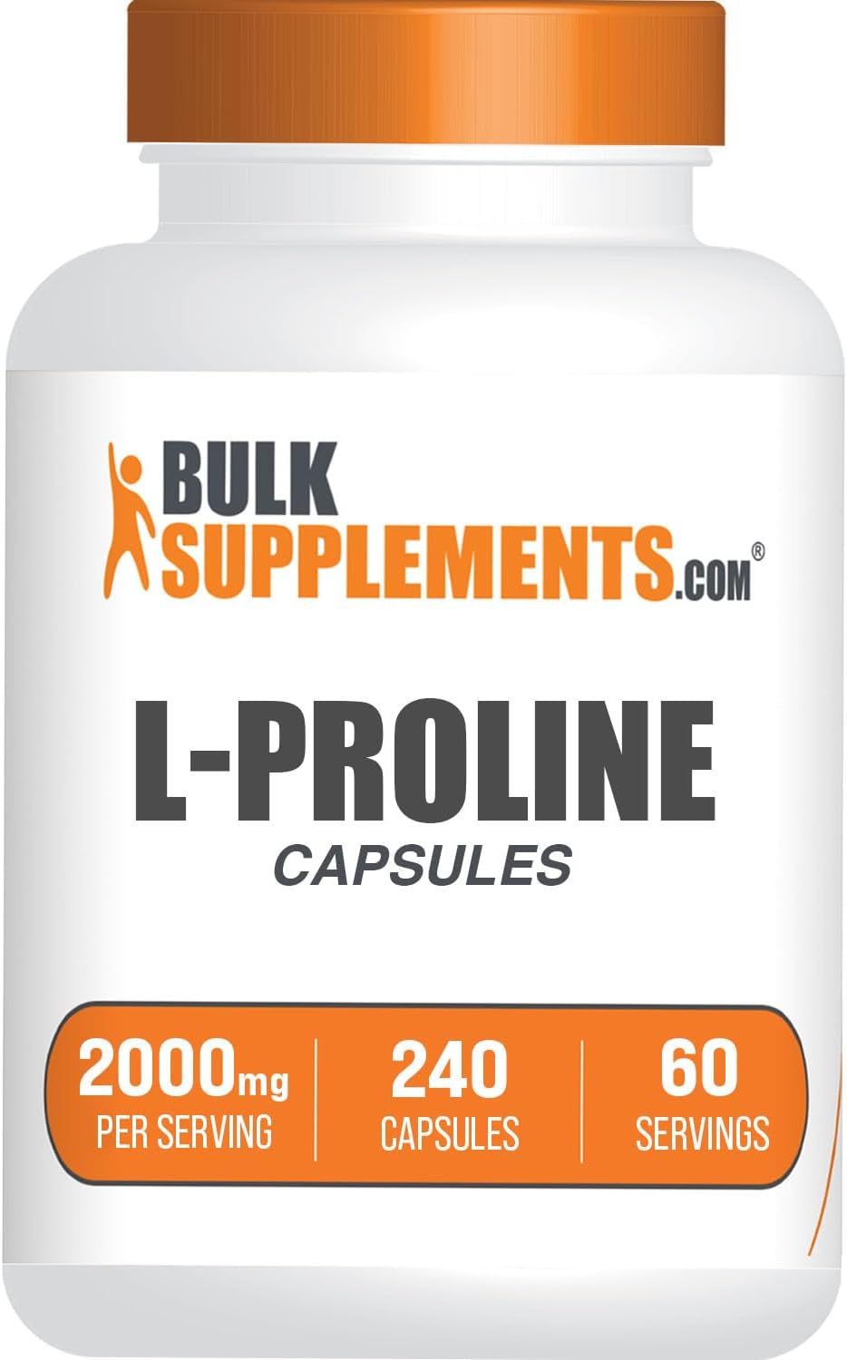 Cápsulas de L-Prolina 2000mg - 240 Cápsulas - BulkSupplements