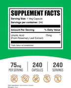 Cápsulas de Ácido Ursólico de BulkSupplements - 75 mg, 240 Cápsulas (Vegano)