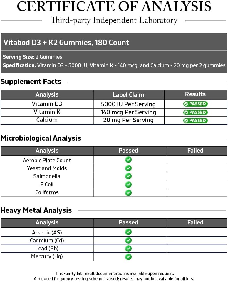 Vitabod Vitamin D3 + K2 Gummies – Gominolas Veganas de Frambuesa – 180 uds