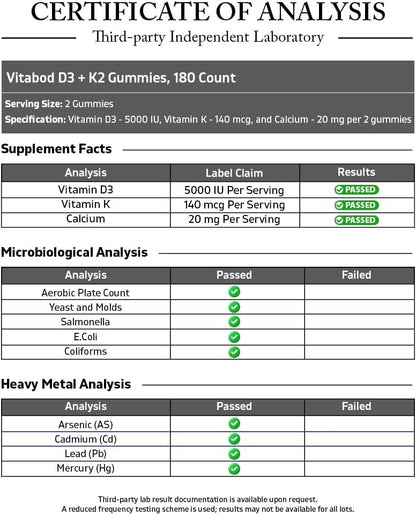 Vitabod Vitamin D3 + K2 Gummies – Gominolas Veganas de Frambuesa – 180 uds – Image 3