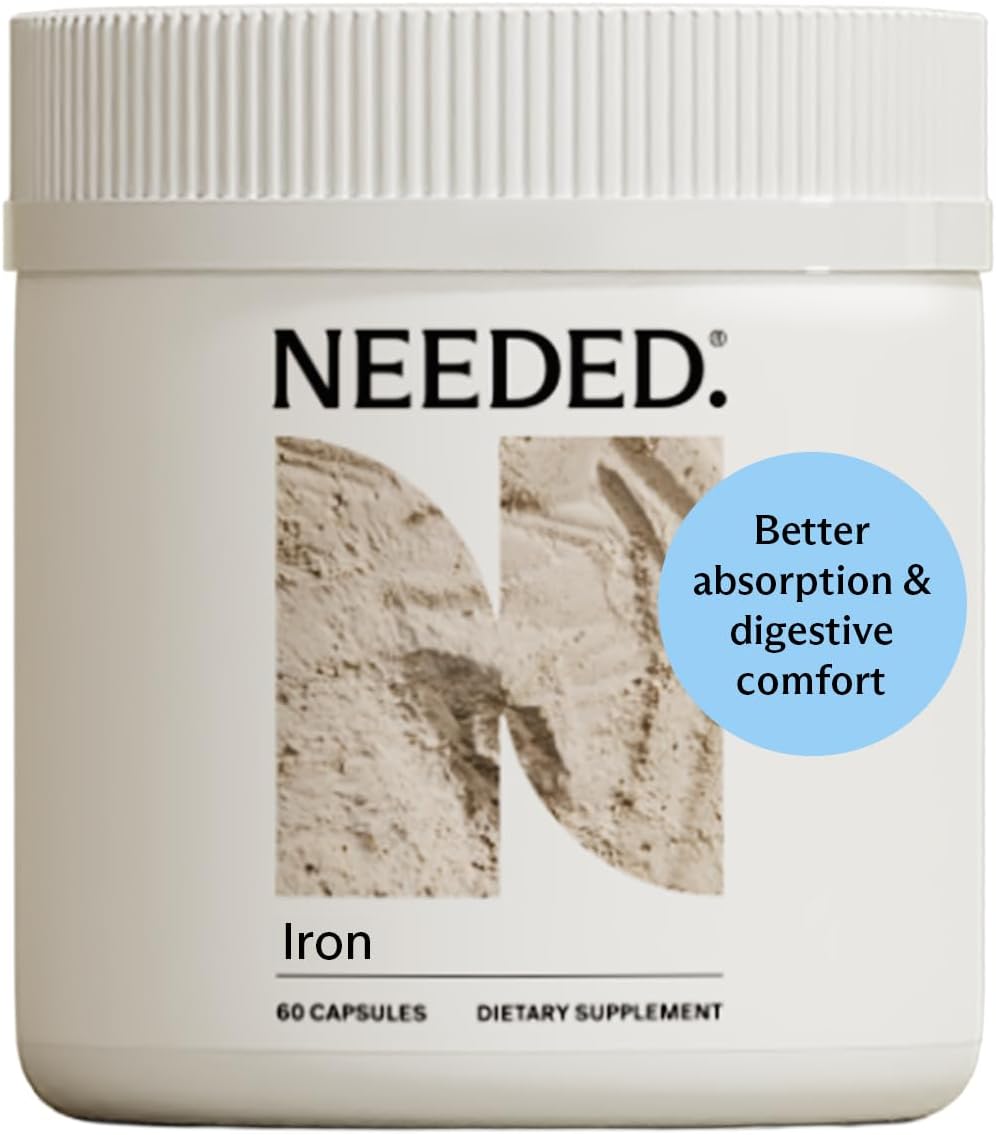 Needed. Suplemento de Hierro Prenatal - Embarazo, Lactancia, Posparto - Suave y No Estriñe - Dosis Flexible - Ingredientes Limpios