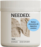 Needed. Suplemento de Hierro Prenatal - Embarazo, Lactancia, Posparto - Suave y No Estriñe - Dosis Flexible - Ingredientes Limpios
