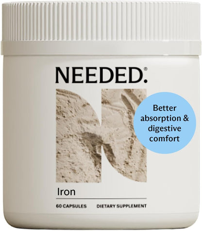 Needed. Suplemento de Hierro Prenatal - Embarazo, Lactancia, Posparto - Suave y No Estriñe - Dosis Flexible - Ingredientes – Image 1
