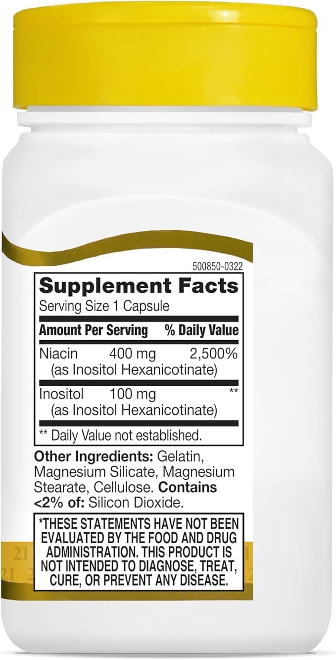21st Century Flush Free Niacin 500mg, 110 Cápsulas (Paquete de 2)
