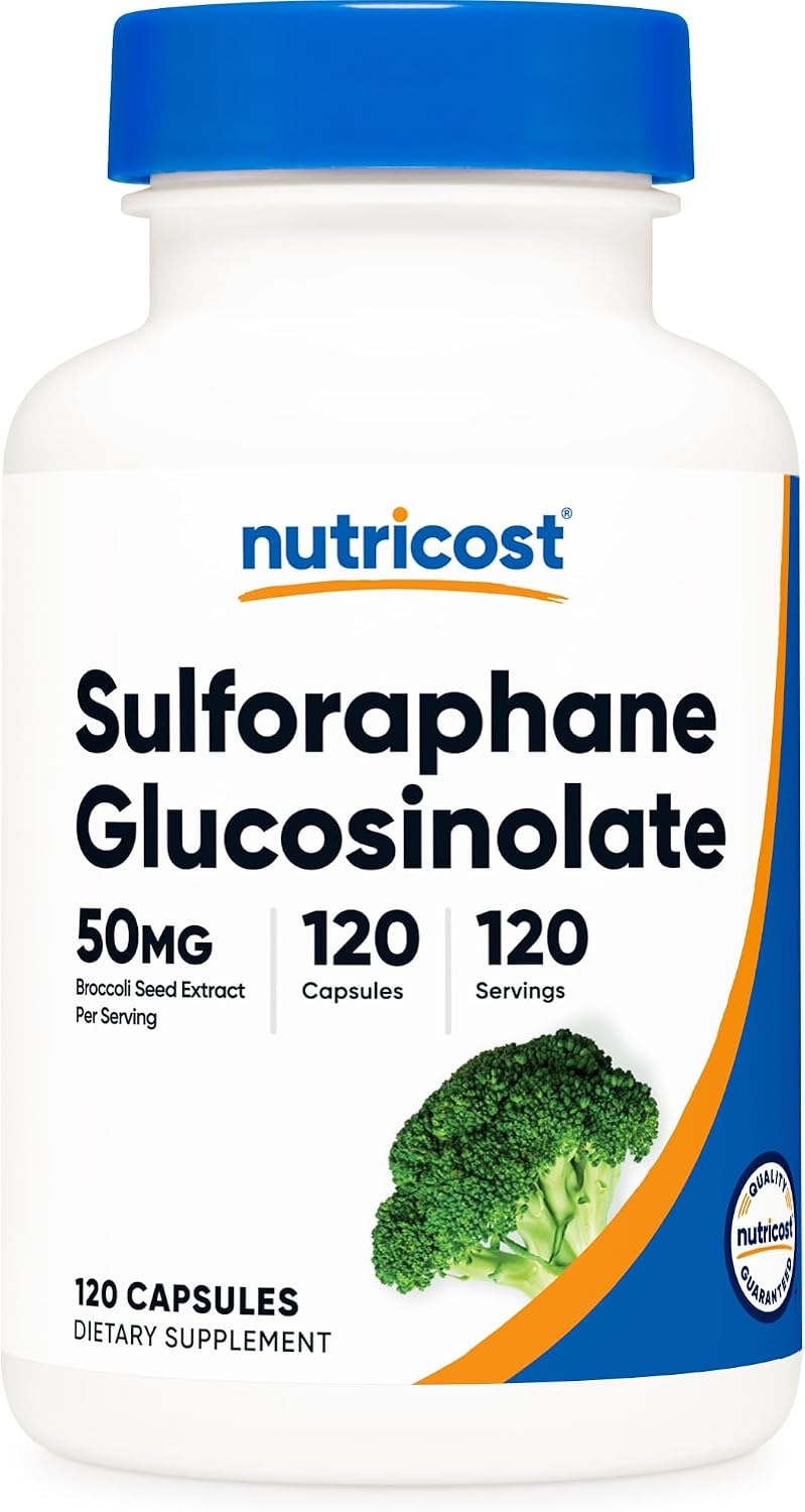 Nutricost Sulforaphane Glucosinolate (SGS) - 120 Cápsulas - 50 mg de Extracto de Semilla de Brócoli por Dosis