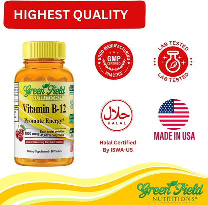 Greenfield Nutritions Vitamina B12 Halal – Veganos y vegetarianos: La vitamina B12 se encuentra principalmente en – Image 6