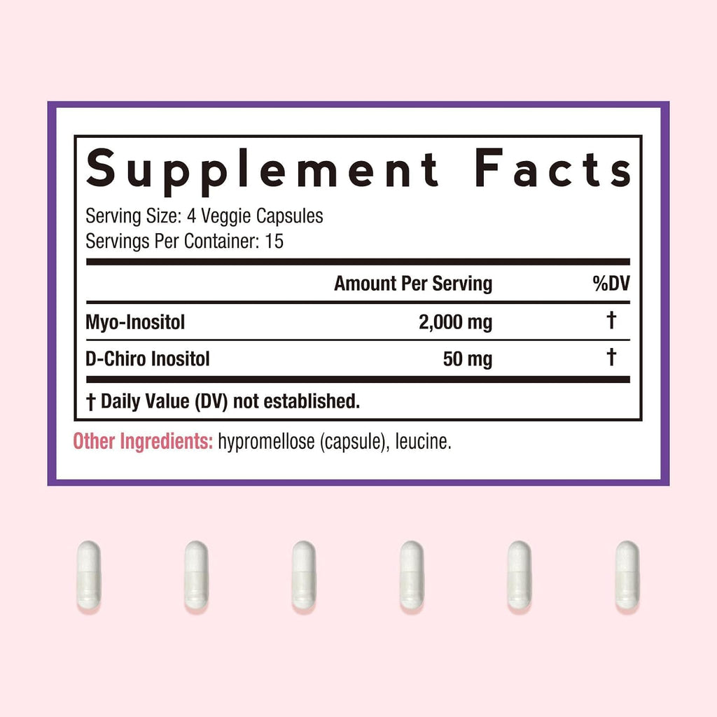 Doctor's Recipes Inositol para Mujeres, Myo-Inositol y D-Chiro Inositol 2050mg por Dosis, Mezcla 40:1, 60 Cápsulas Veganas