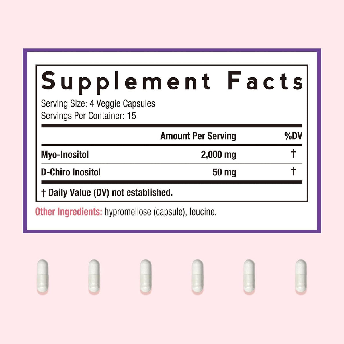 Doctor's Recipes Inositol para Mujeres, Myo-Inositol y D-Chiro Inositol 2050mg por Dosis, Mezcla 40:1, 60 Cápsulas Veganas – Image 2