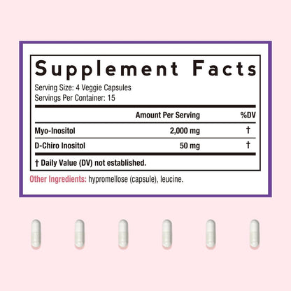 Doctor's Recipes Inositol para Mujeres, Myo-Inositol y D-Chiro Inositol 2050mg por Dosis, Mezcla 40:1, 60 Cápsulas Veganas – Image 2