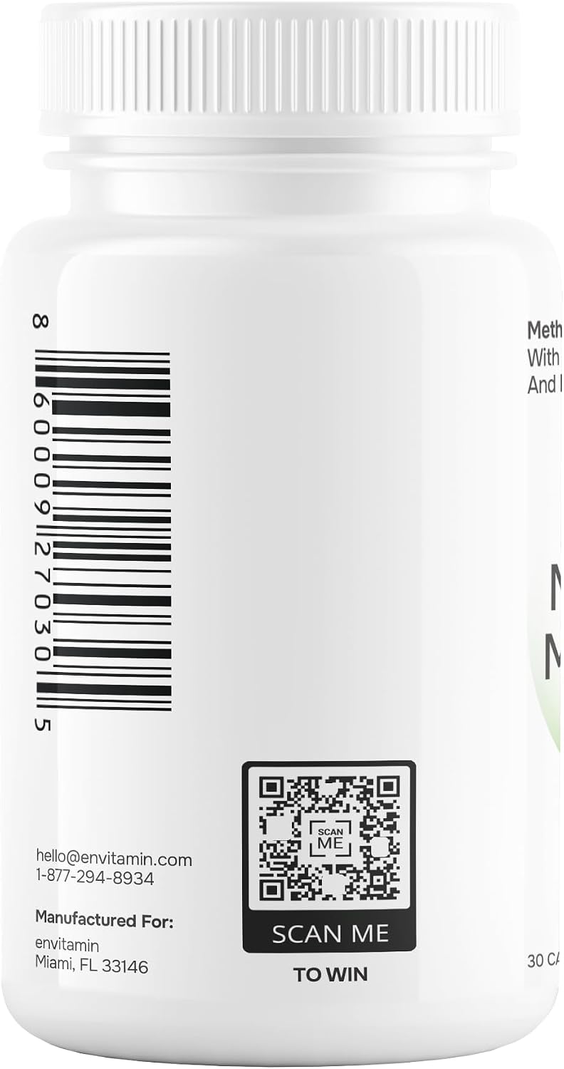 envitamin Complejo Multivitamínico Metilado con L-Metilfolato, B12 Metilada, 5-MTHF, Inositol y Licopeno