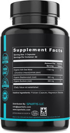 Cápsulas de Musgo Marino Orgánico 2250mg con Bardana y Fucus (180 Cápsulas)