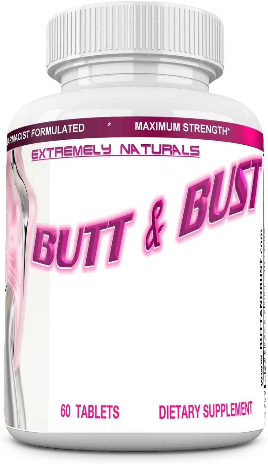 Pastillas para Glúteos y Busto - 60 Comprimidos (Doble Potencia, 2640 mg) - Extremely Naturals