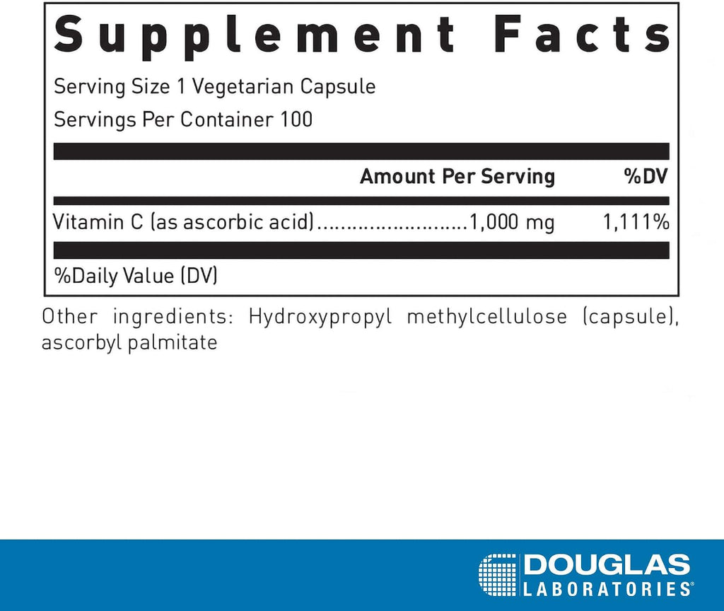 Douglas Laboratories C-1000 Vitamina C 1000 mg - 100 Cápsulas Vegetales