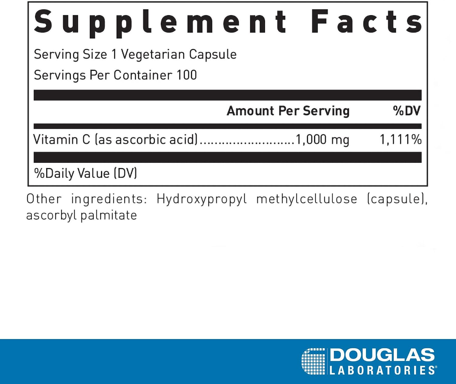 Douglas Laboratories C-1000 Vitamina C 1000 mg - 100 Cápsulas Vegetales