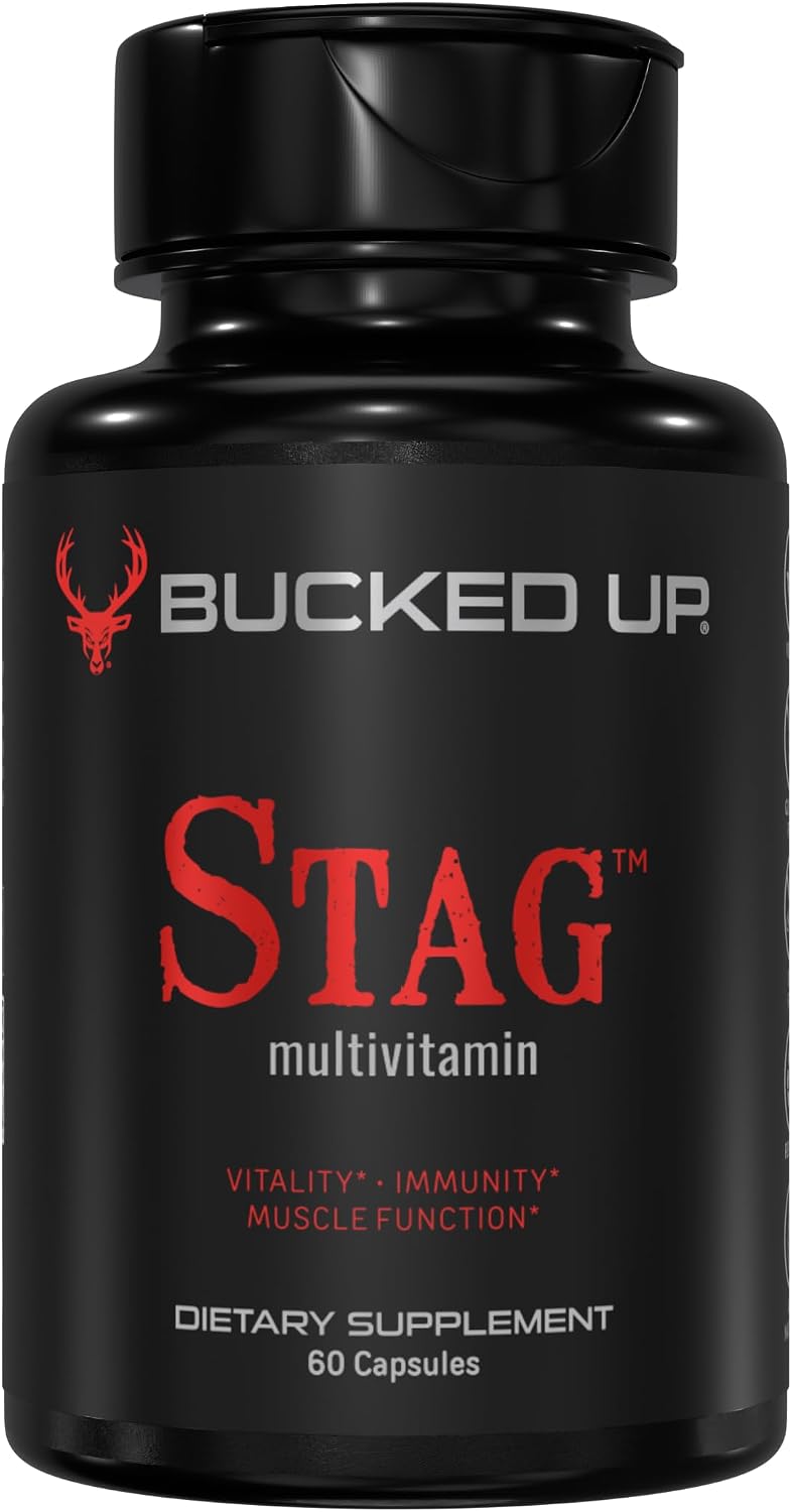 Bucked Up Stag Multivitamin para Hombres - Fórmula Completa de Vitaminas - Vitalidad, Inmunidad y Función Muscular (60 Cápsulas)