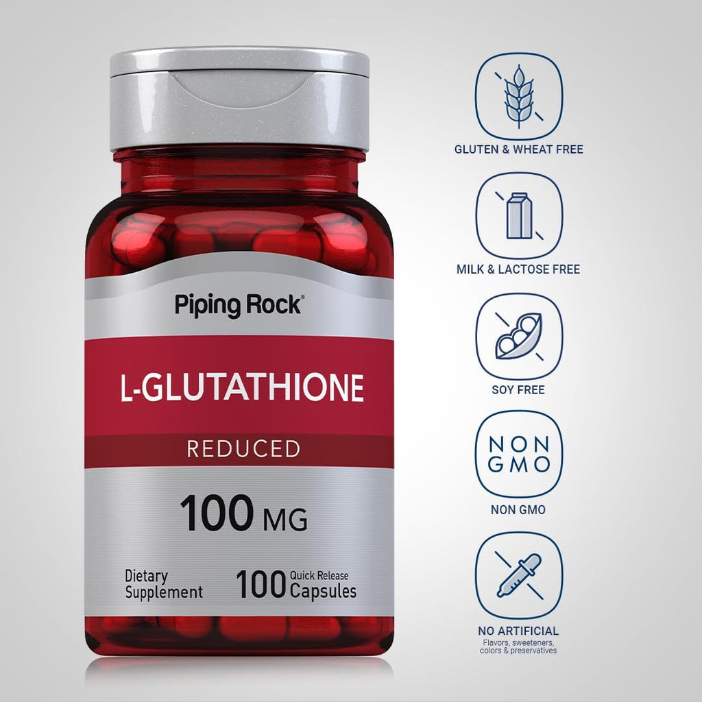 Piping Rock L-Glutathione 100 mg - 100 Capsules (Reduced Form)