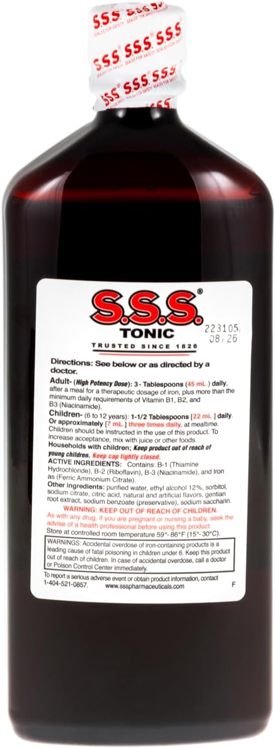 S.S.S. Tonic – Suplemento Líquido de Hierro y Complejo B (B1, B2, B3) – 20 fl oz