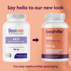 BESTVITE AKG (Ácido Alfa-Cetoglutárico) 1000mg por Dosis - 240 Cápsulas Vegetarianas